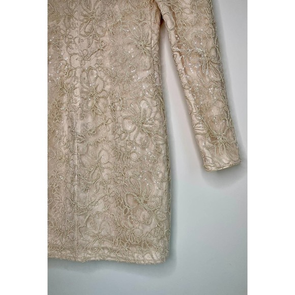 NWT TADASHI SHOJI Plunge Neck Long Sleeve Jacquard Floral Sequin Minidress 6 - Picture 15 of 16